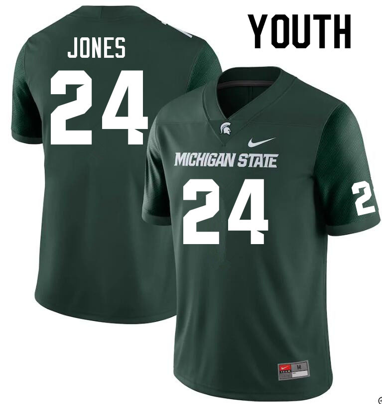 Youth #24 Malcolm Jones Michigan State Spartans College Football Jerseys Sale-Green